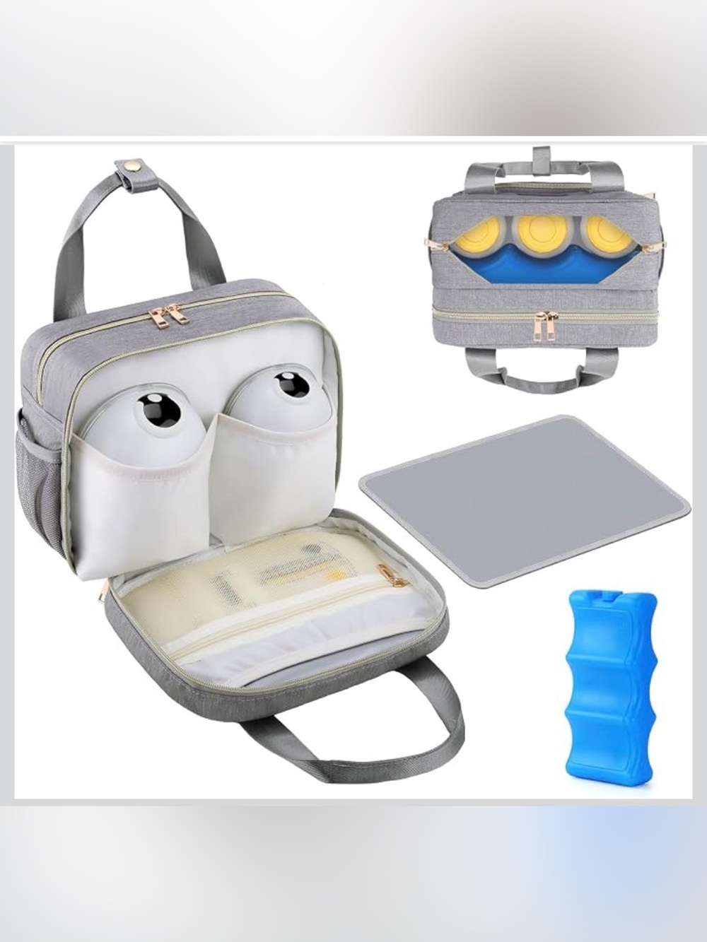 Breast pump cooler travel case with ice pack